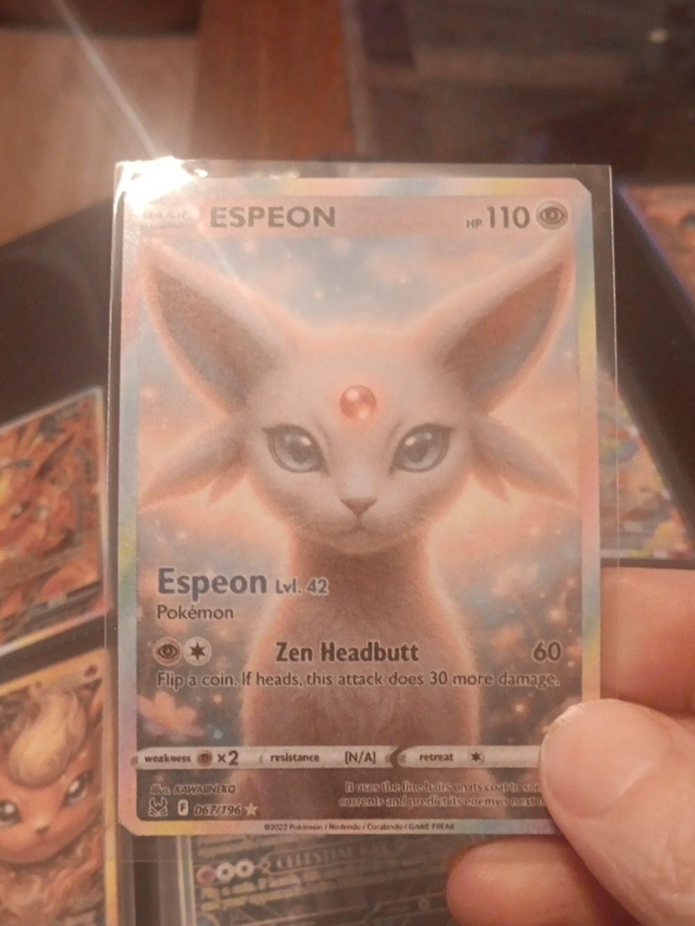 Espeon Holo Collectible Card - Pink/White
